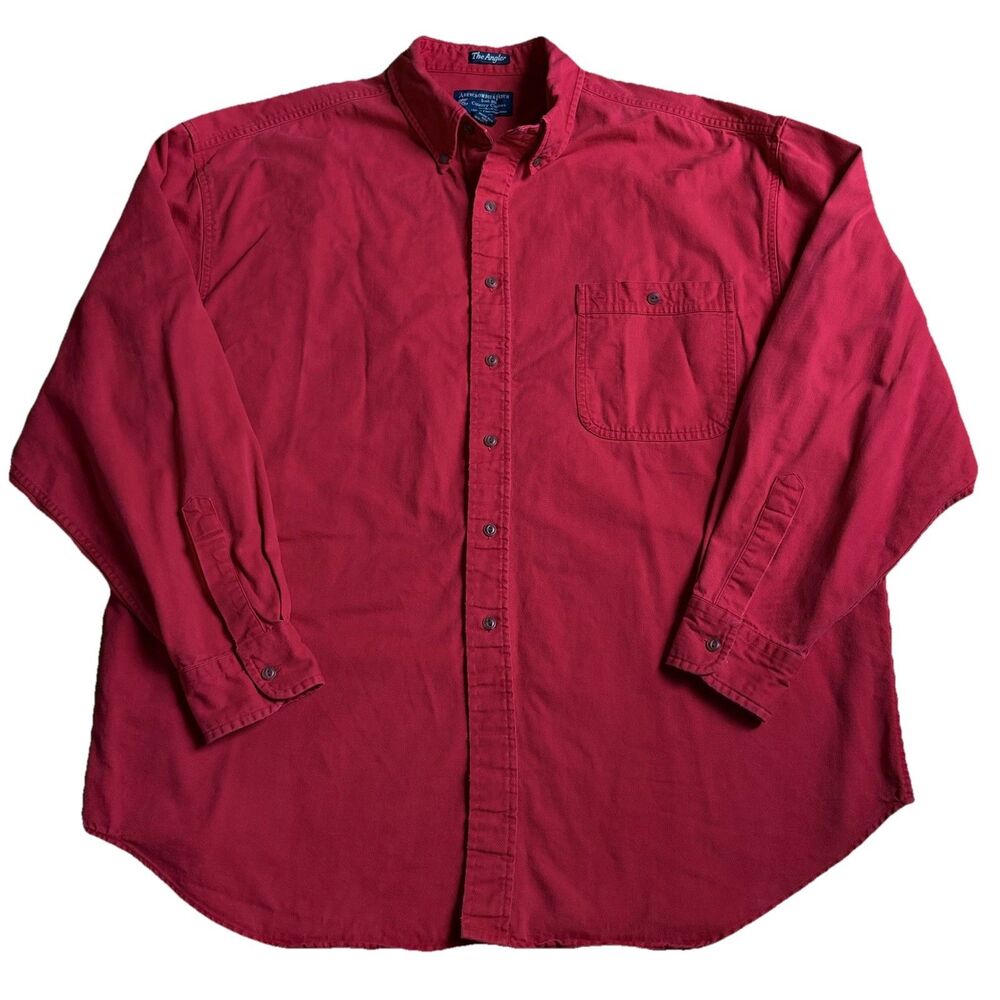 Vtg Abercrombie & Fitch The Angler Red Shirt Mens XL Faded Patina Distressed 90s